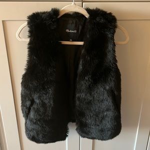 Madewell Black Faux Fur Vest